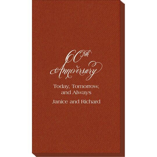 Elegant 60th Anniversary Linen Like Guest Towels
